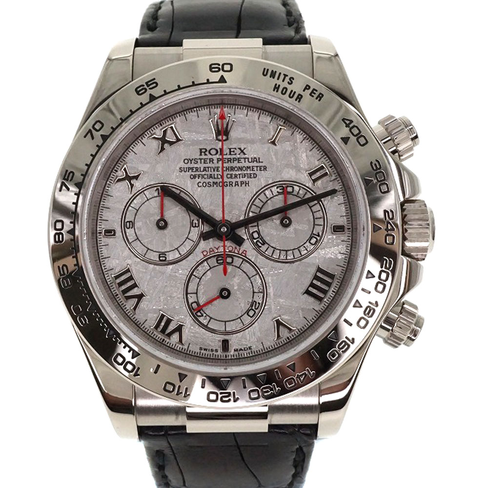 Sale 62 Off Rolex ロレックス デイトナ メテオライト メンズ 自動巻き オートマチック Y番 旧バックル クロノグラフ ラウンド K18wg アリゲーターレザー 希少 レア 金無垢 腕時計 中古 Used 9 質屋かんてい局細畑店 H