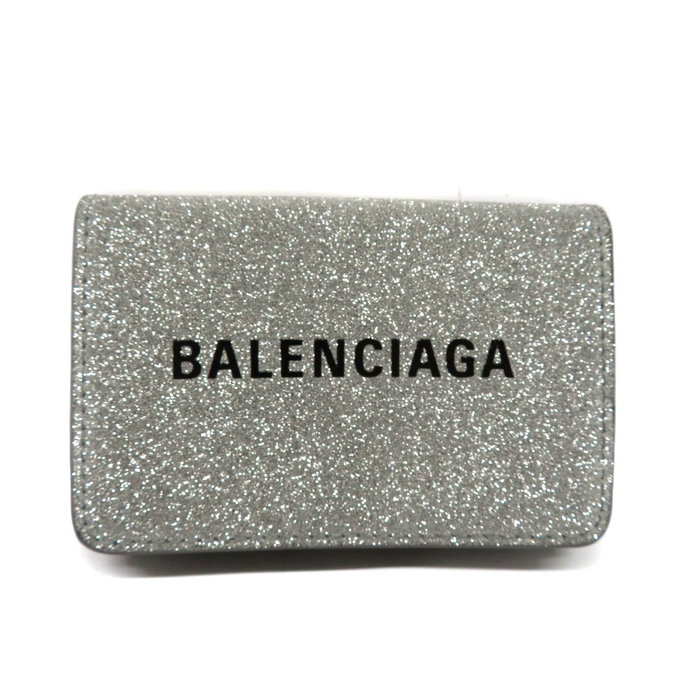 Balenciaga バレンシアガ ペーパーミニウォレット レザー グリッター ラメ シルバー キラキラ レディース コンパクト財布 中古 Used 7 質屋 かんてい局細畑店 H Andapt Com