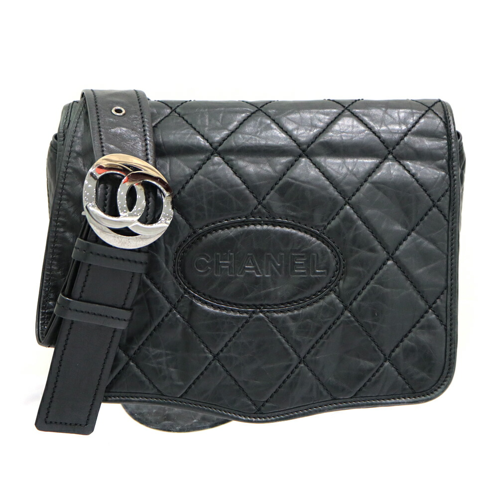 シャネル Chanel ショルダーバッグ なめし革 黒いこと レディース 【中古】