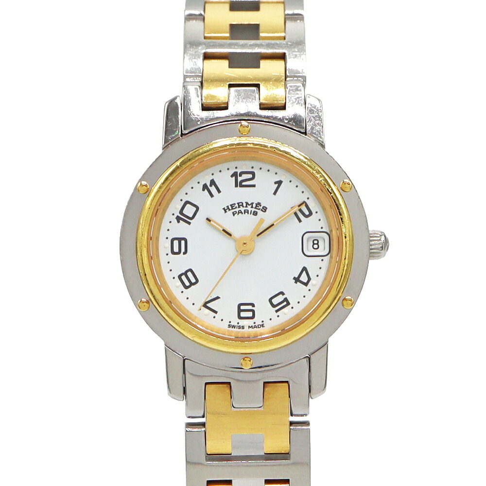 楽天市場】HERMES エルメス グリザード シルバー文字盤 SS 革ベルト