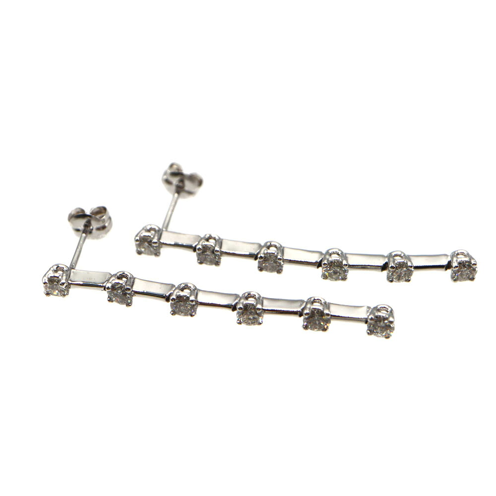 K18 K14 ピアス 0.50c/0.50t ホワイトゴールド ダイヤモンド ジュエリー アクセサリー レディース【中古】|質屋かんてい局 店