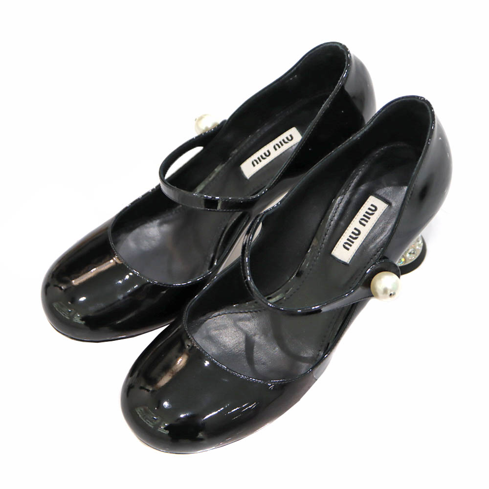 ミュウミュウ miumiu クリスタルヒール パンプス ブラック 靴 レディース【中古】 16,045円