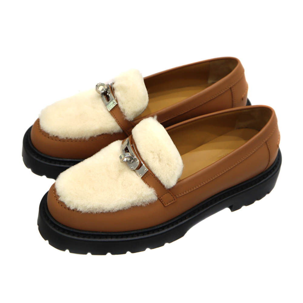 エルメス HERMES モカシン アイコン レディース 赤銅色 【中古】