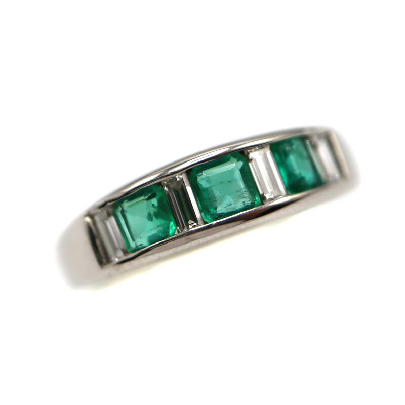 Pt900 プラチナ E0.53ct ダイヤ付リング 指輪 エメラルド ダイヤモンド レディース【中古】｜質屋かんてい局 店