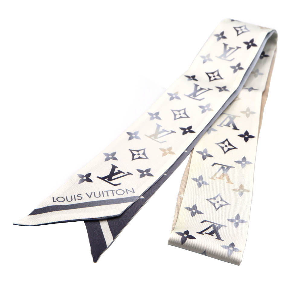 ルイヴィトン Louisvuitton M96542 バンドーBBサンライズアクアレル スカーフ シルク ホワイトブ ルー ベージュ 【中古】