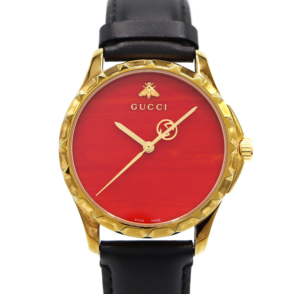 グッチ GUCCI YA126464 126.4 Gひと休み受け答え メンズ ウオッチ 石英 コーラル赤いこと 【中古】