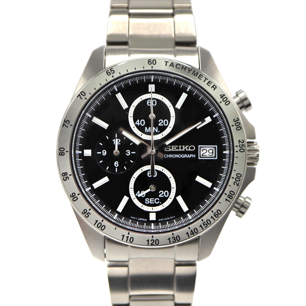 セイコー SEIKO SBTR005 スピリット クオーツ メンズ  腕時計 ブラック文字盤 【中古】