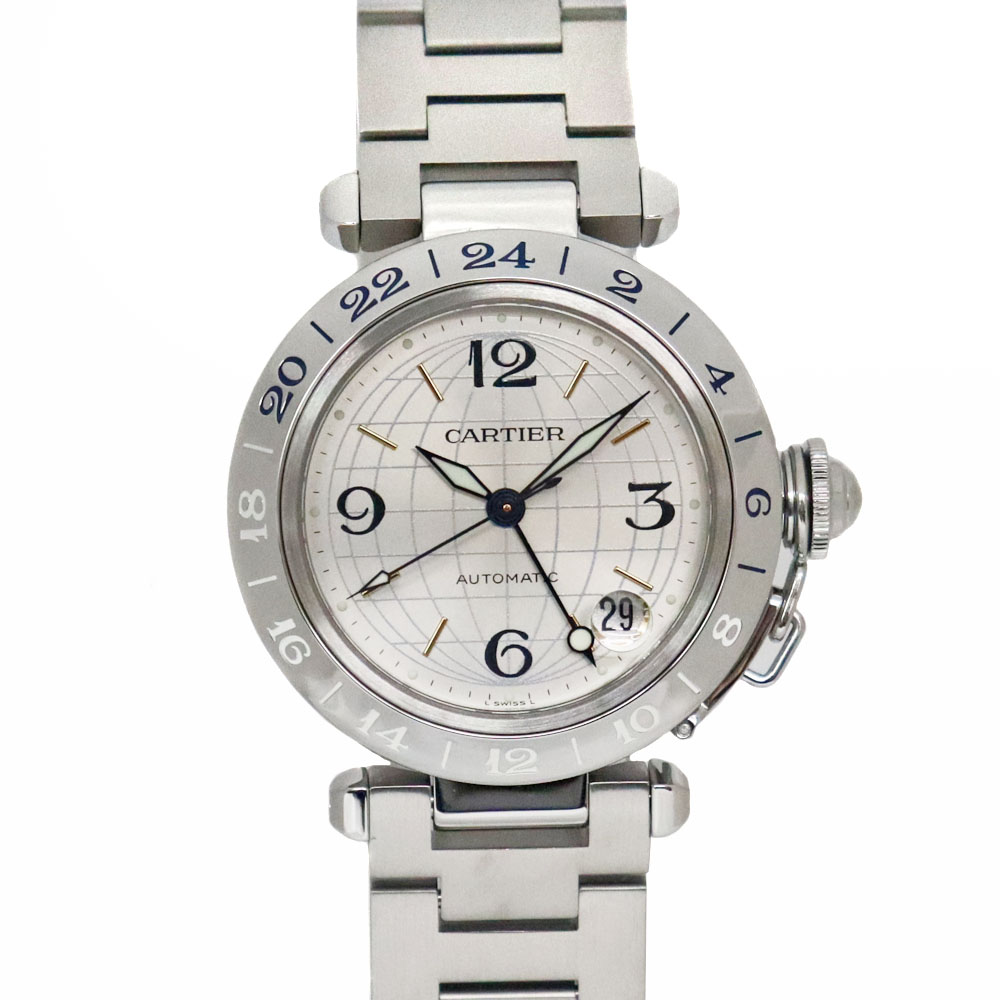 カルティエ Cartier W31029M7 パシャCメリディアンGMT メンズ レディース 自動小銃一巻き ウオッチ しろがね色【中古】
