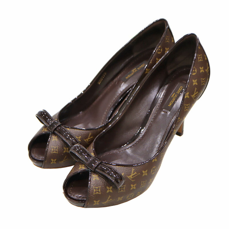 ルイヴィトン LouisVuitton オープントゥパンプス シューズ レディース 赤銅色 【中古】