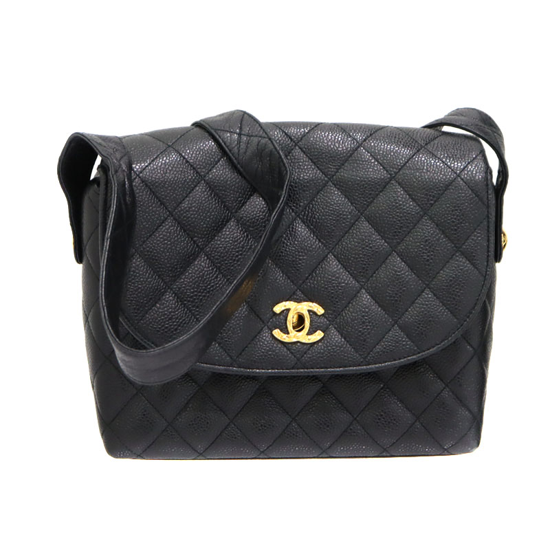 シャネル Chanel ショルダーバッグ なめし革 キャビア素はだ 黒いこと レディース【中古】