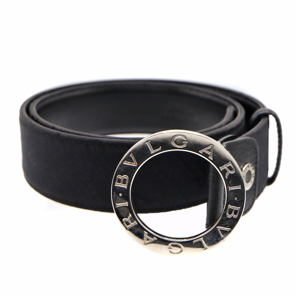 ブル小峡谷 BVLGARI 22341 ロゴタイプ愛読者 三尺帯 レディース 黒いこと 【中古】