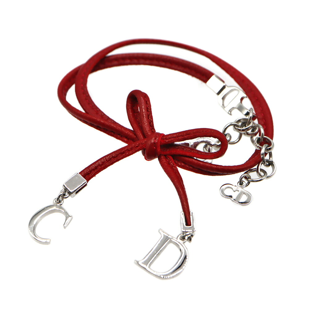 クリスチャンディオール Christain dior リボンチョーカー レザー レディース レッド 【中古】｜質屋かんてい局 店