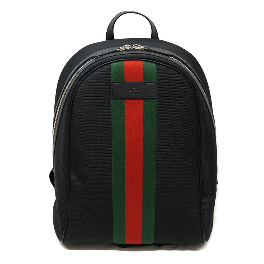 グッチ Gucci 630918 うしろ側容器に並べる 背嚢 シェリー酒伝達ルート 黒いこと メンズ レディース ナイロン なめし革【中古】