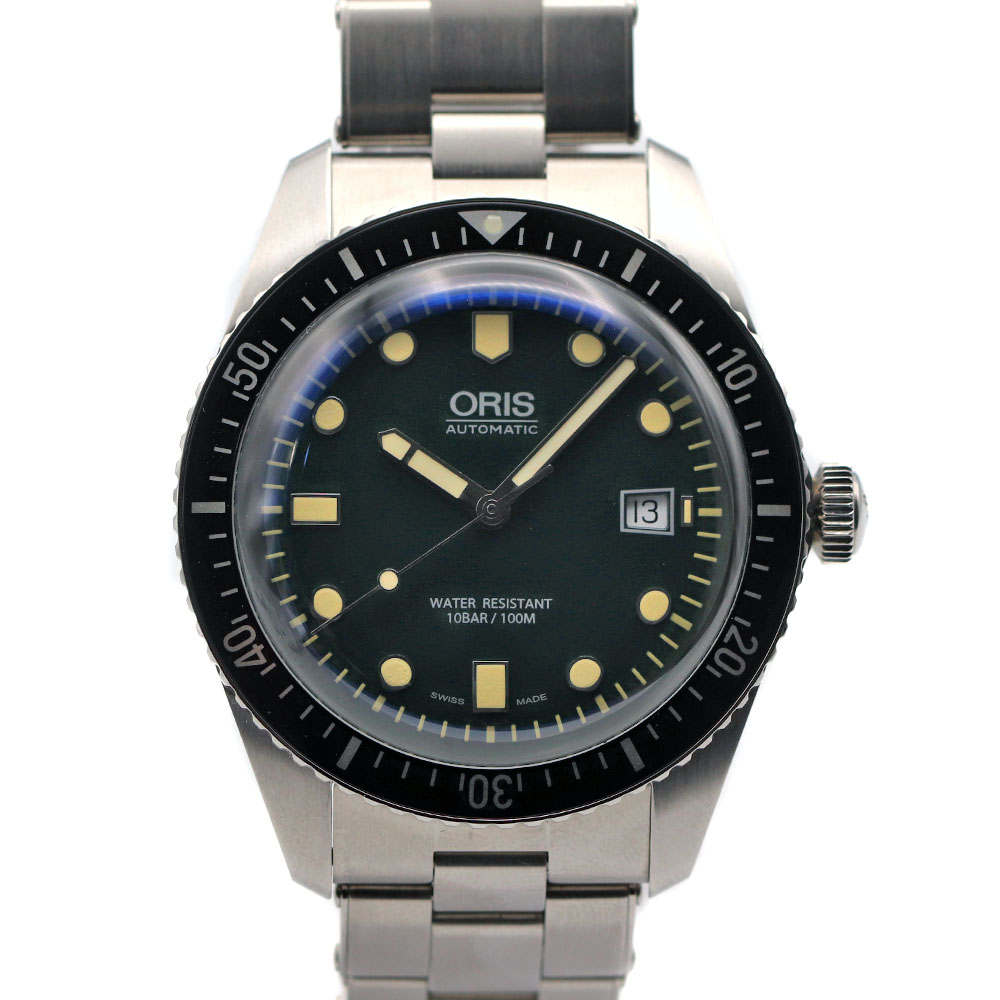 オリス Oris 01 733 7720 4057 ダイバーズ 65 自動小銃 ウォッチ メンズ 緑であること 黒いこと【中古】