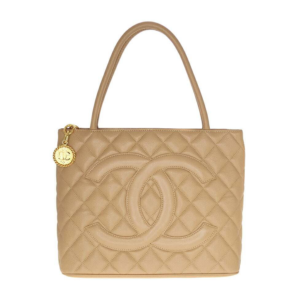 シャネル Chanel A01804 復刻トート ベージュ キャビアスキン【中古】