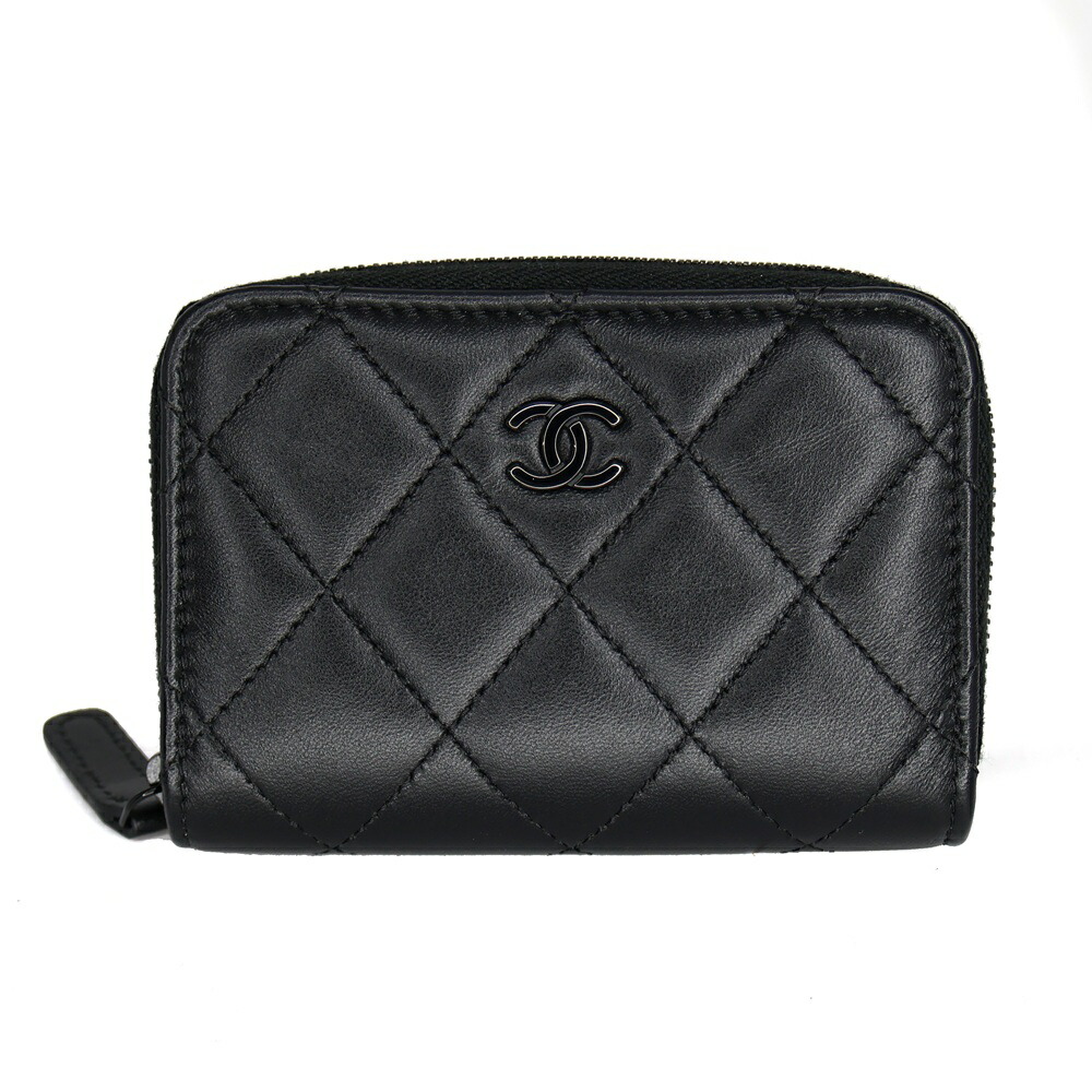 シャネル Chanel AP0216 クラシックジップコインケース 子ヒツジひと肌 黒いこと 【中古】