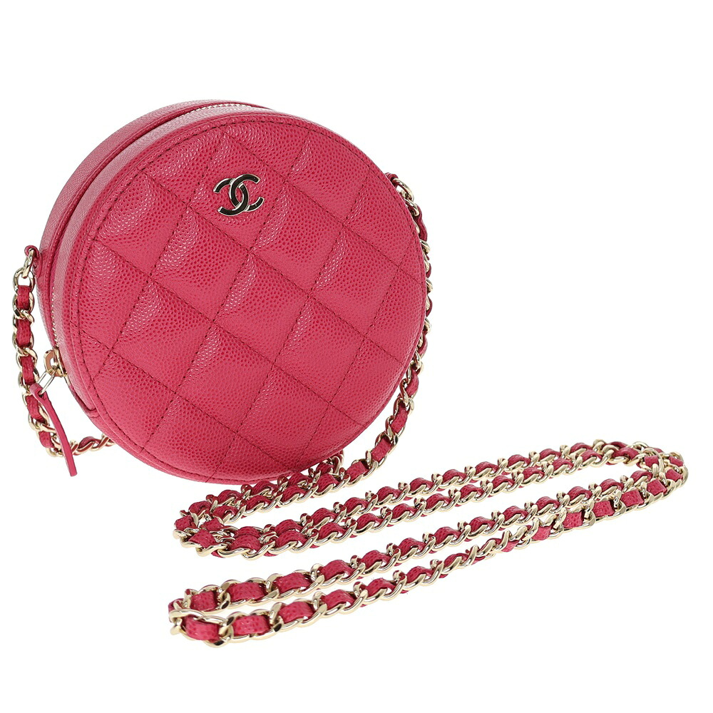 シャネル Chanel A70657 ラウンドチェーン店 ショルダーバッグ サクラ色【中古】