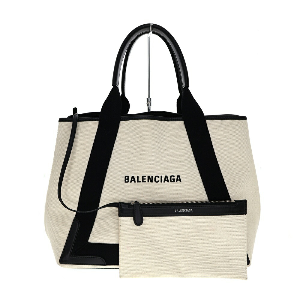 バレンシアガ Balenciaga 581292 ネイビーカバス ユニ一発やる 黒いこと 象牙色【中古】
