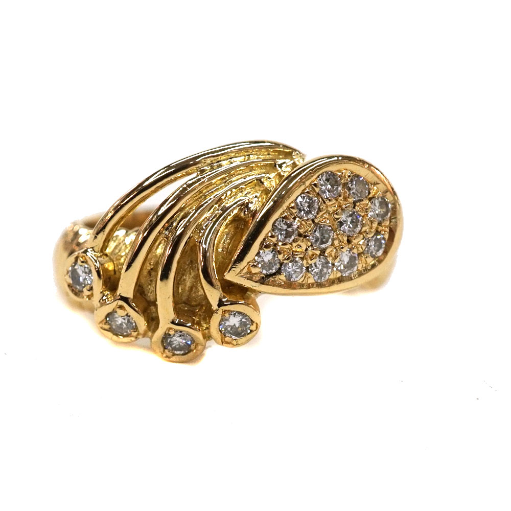 K18 18金 イエローゴールド ダイヤモンド0.19ct リング アクセサリー 指輪【中古】