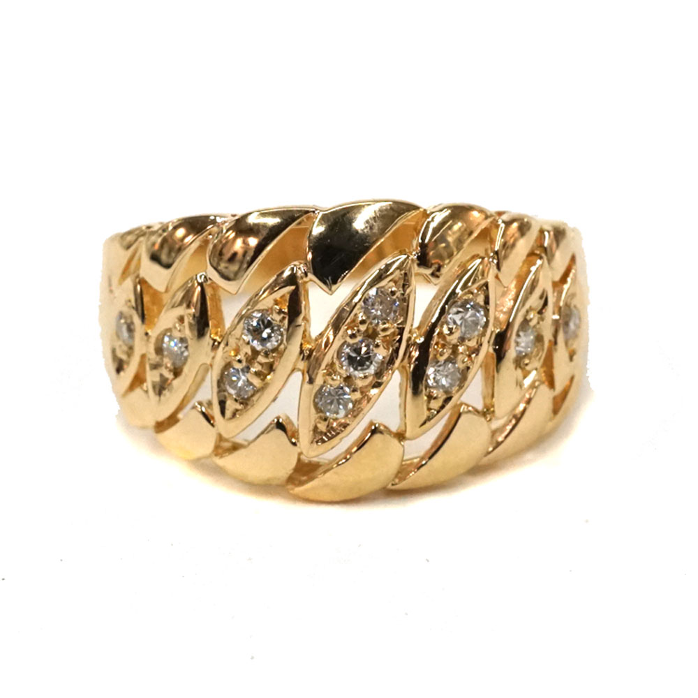 K18 18金 イエローゴールド ダイヤモンド0.13ct リング 指輪【中古】