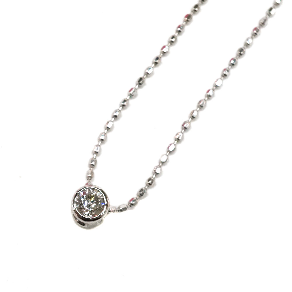 K18WG 18金ホワイトゴールド ネックレス ダイヤモンド0.09ct 一粒石【中古】|質屋かんてい局 店