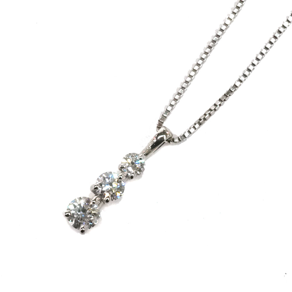Pt900 Pt850 プラチナ900プラチナ850 ダイヤモンド 0.50ctネックレス【中古】