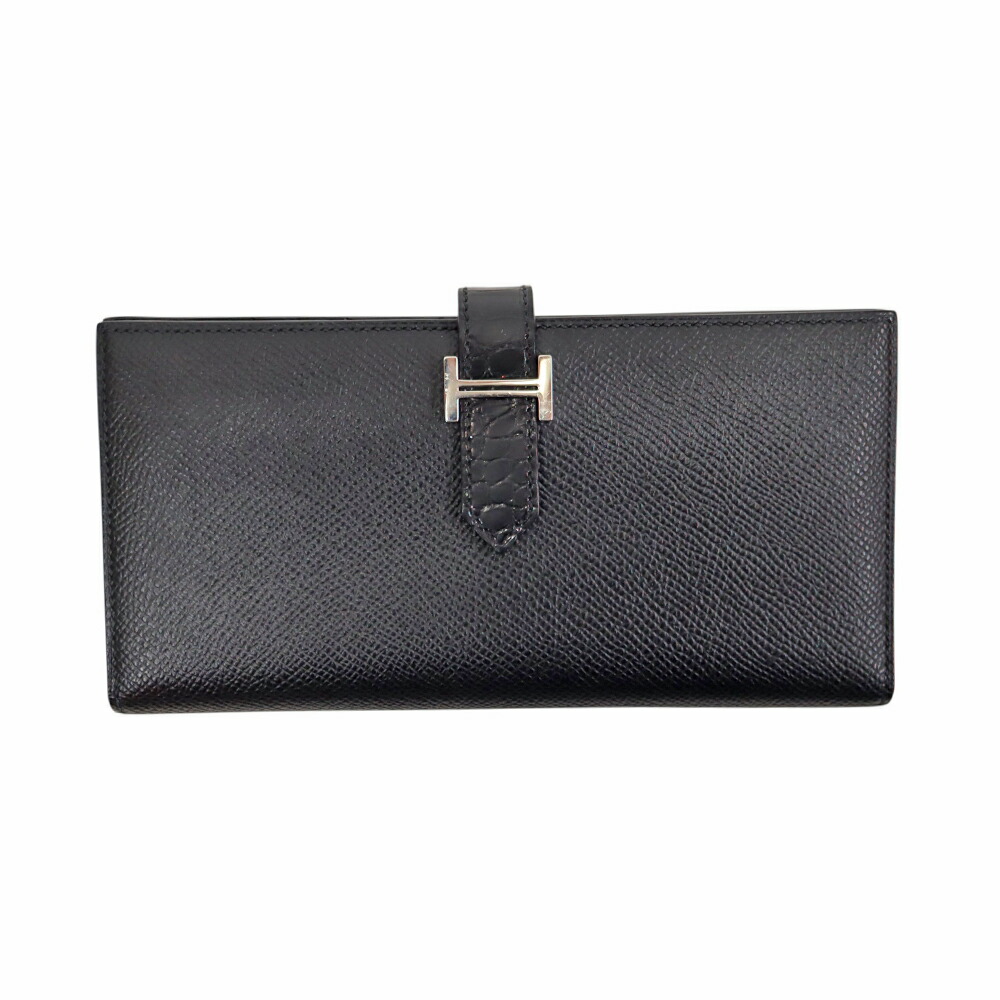 エルメス Hermes ベアンスフレタッチ 長札入れ ノワール【中古】