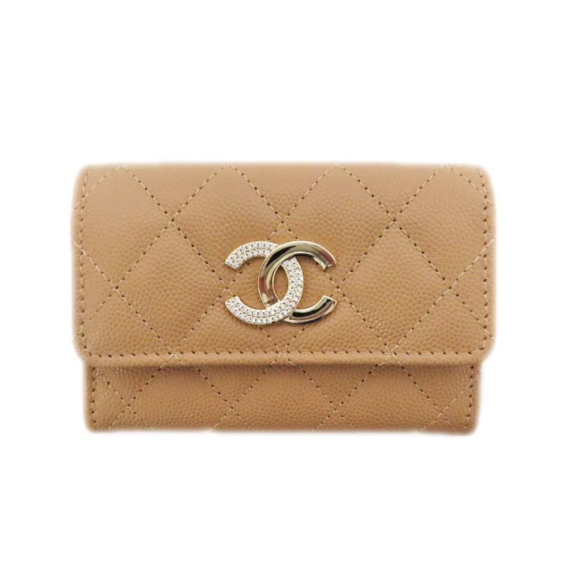 シャネル Chanel AP4178 フラップカードケース ベージュ 【中古】