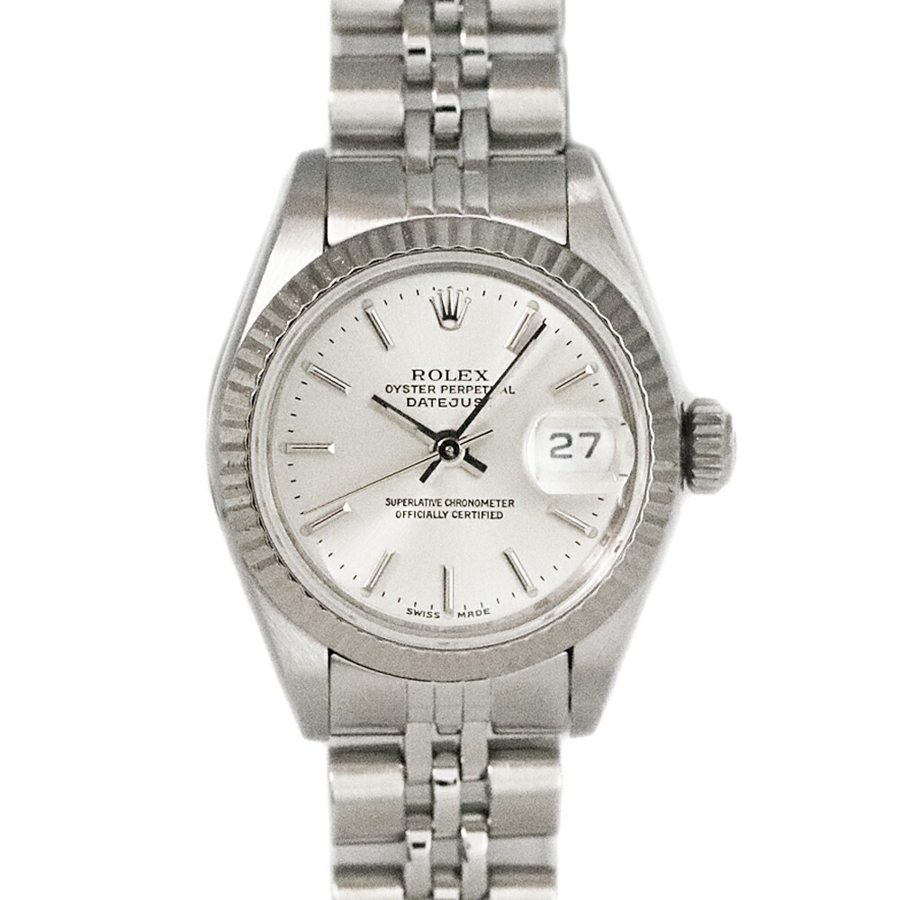 ロレックス Rolex 69174 デイトジャスト シルバー ステンレス K18WG ホワイトゴールド 自動巻き オートマチック レディース 腕時計 【中古】 346,410円