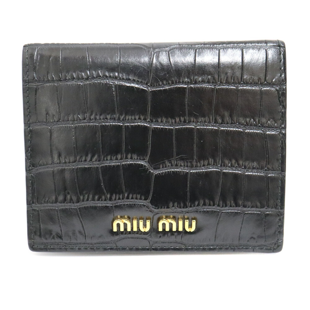 楽天市場】ミュウミュウ MIU MIU 財布 クロコ型押し ブラック レザー