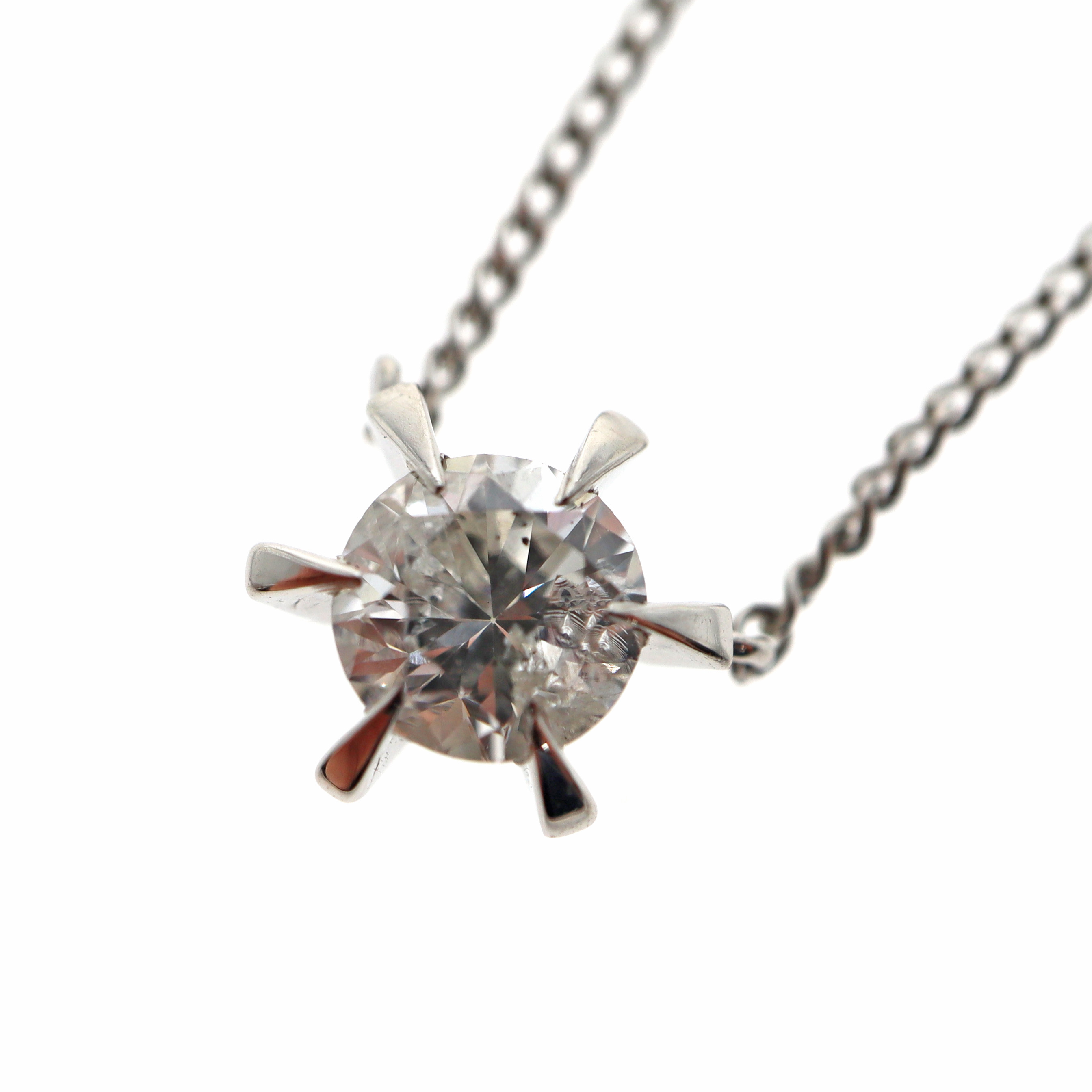 Pt900/Pt850 プラチナ900/850 ネックレス ダイヤモンド 0.41ct シルバー 【中古】