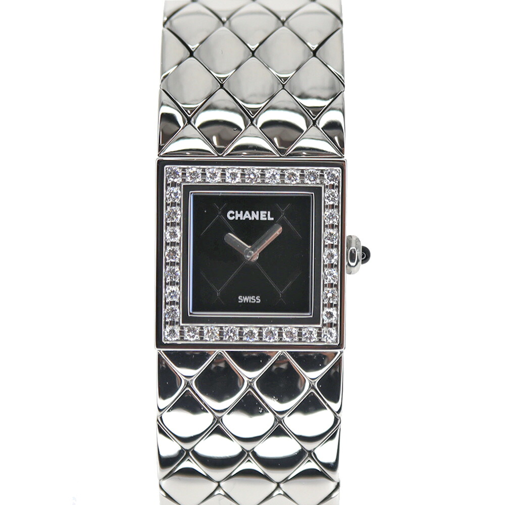 シャネル Chanel H0489 マトラッセウォッチ レディース クォーツ 腕時計 ブラック ダイヤモンド 【中古】