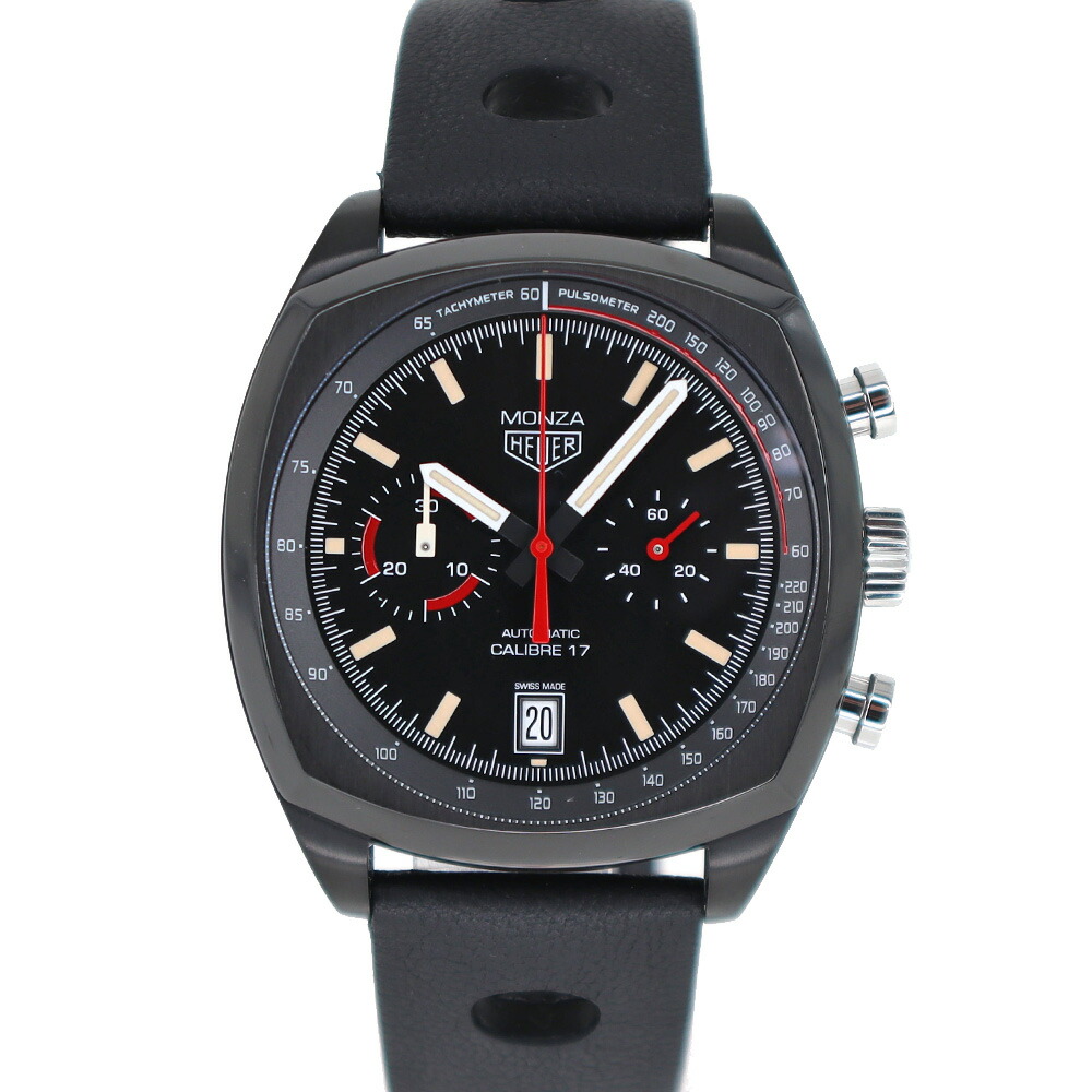 タグホイヤー Tag-heuer CR2080.FC6375 MONZA モンツァ 腕時計 自動巻き メンズ ブラック 40周年記念モデル 【中古】