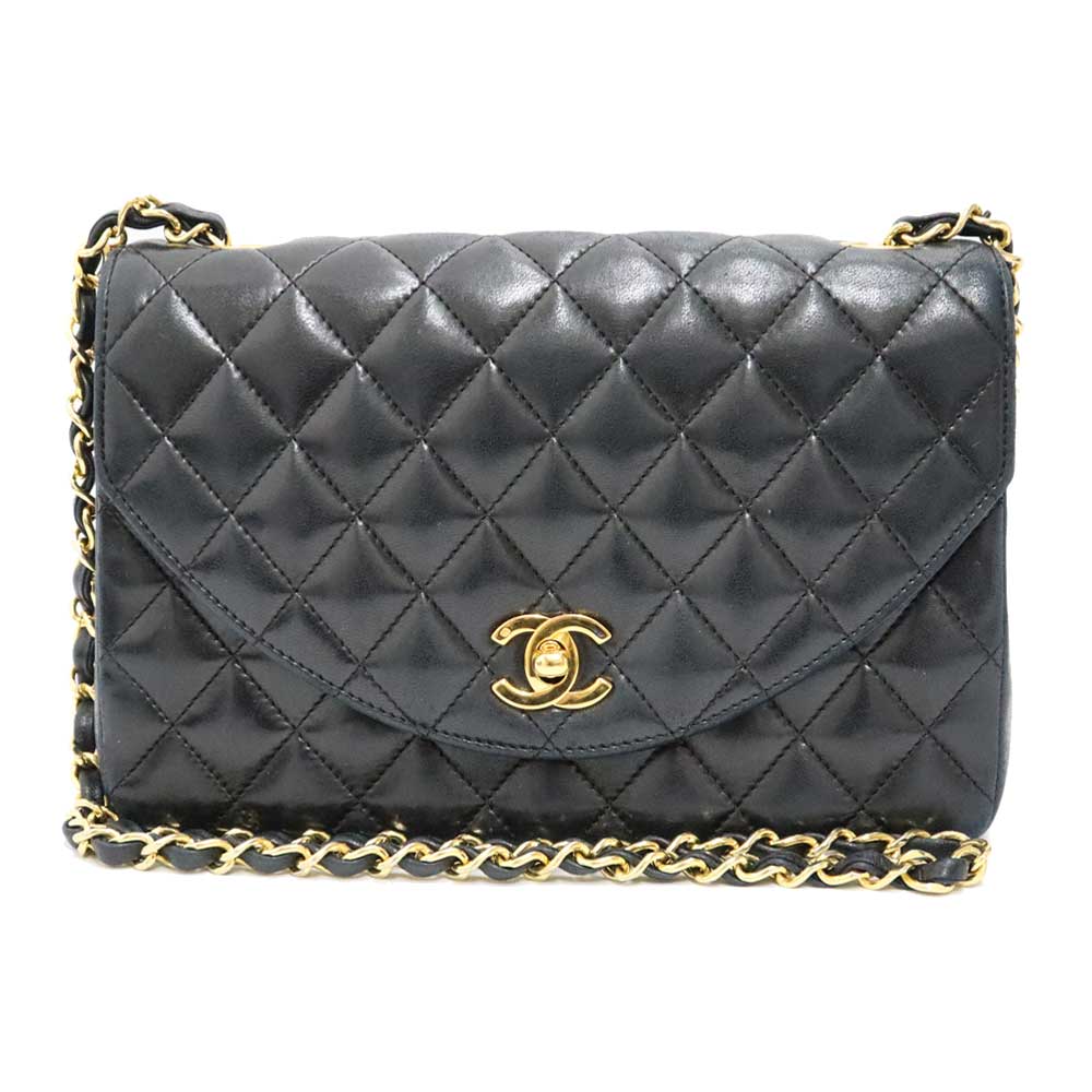 CHANEL マトラッセ ブラック レザー ショルダーバッグ CHANEL シャネル マトラッセ ショルダーバッグ レザー ブラック