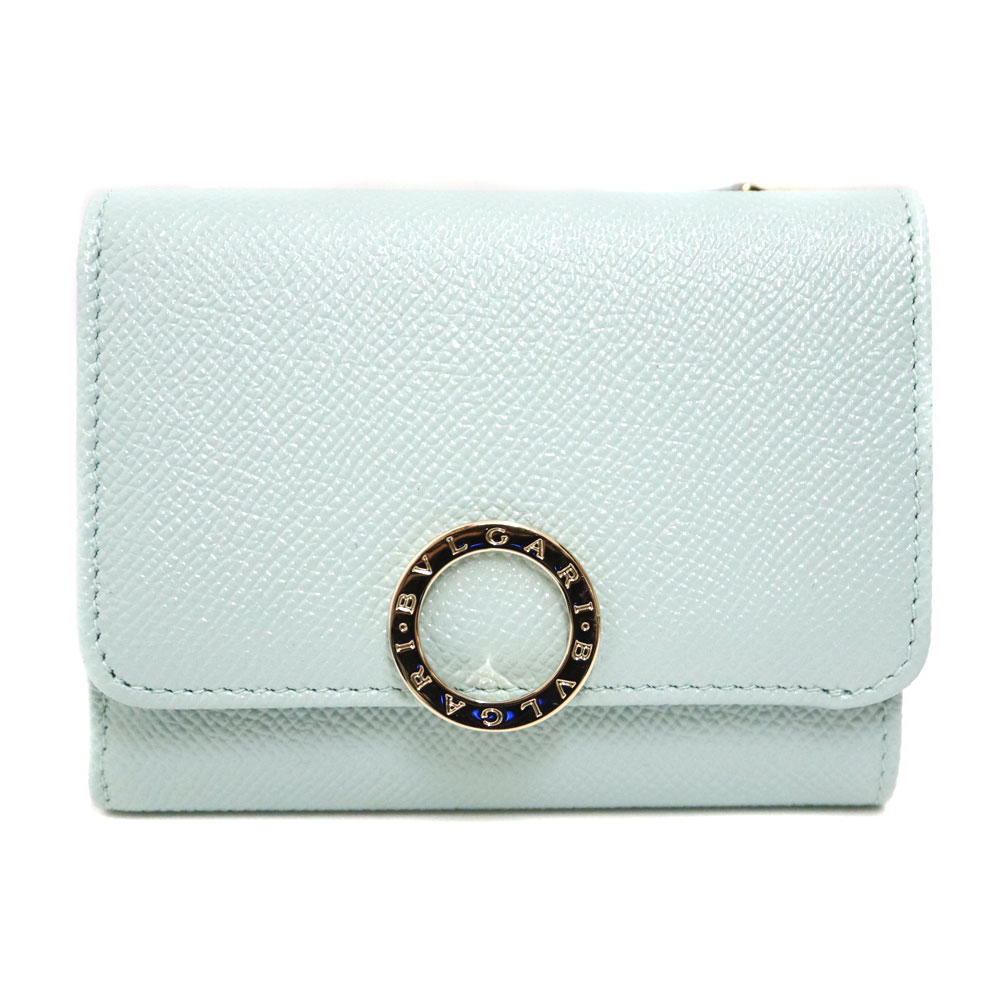 ブルガリ Bvlgari 294540 ブルガリクリップ 三つ折り財布 ライトブルー レディース レザー【中古】
