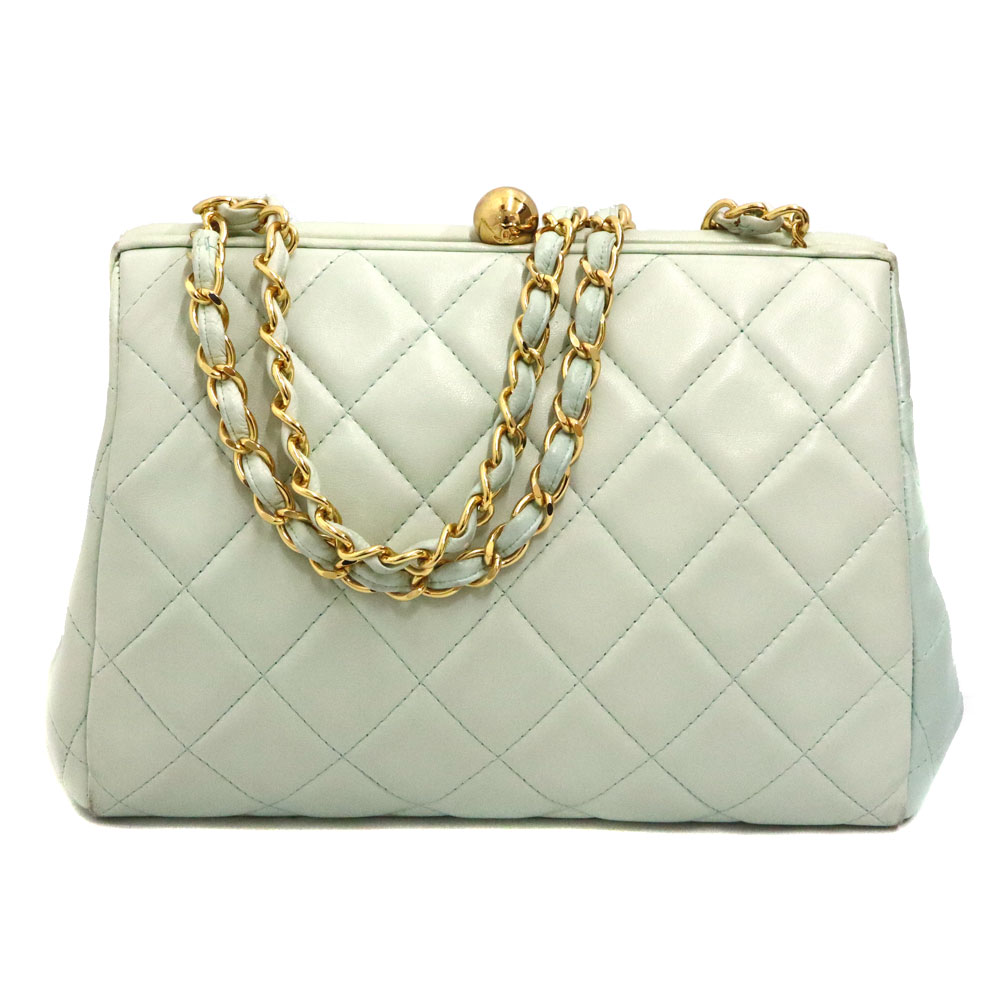 シャネル Chanel がま口バッグ ハンドバッグ ミントグリーン系 レザー レディース【中古】｜質屋かんてい局 店