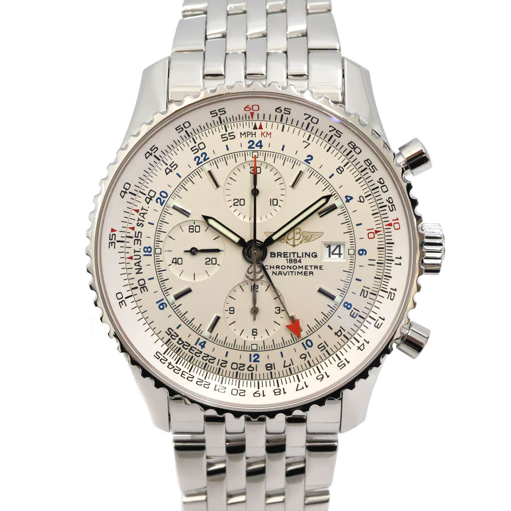 ブライトリング Breitling A24322/G571 ナビタイマーワールド 腕時計 メンズ 自動巻き ホワイト文字盤【中古】