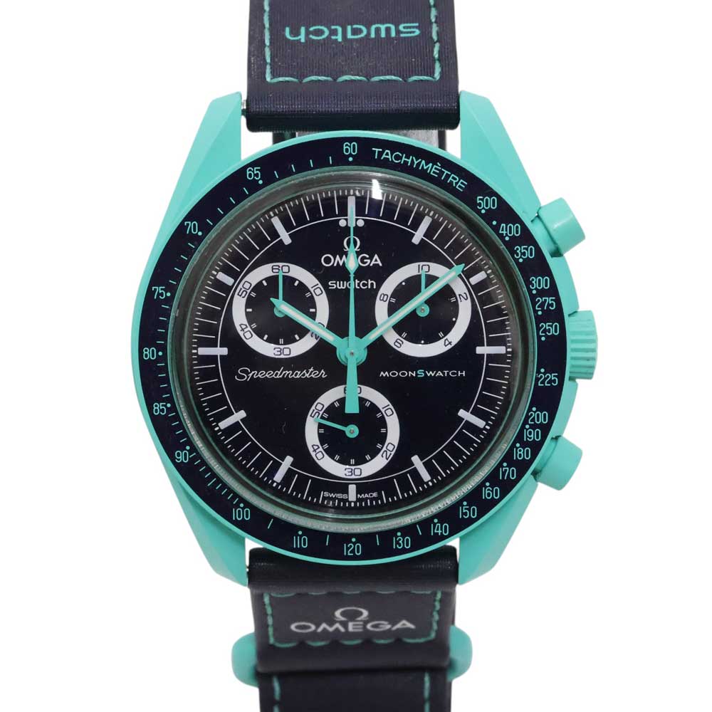 スウォッチ Swatch SO33L103 ムーンウォッチ 軍事任務 オン 地びた ポーラライツ ウオッチ 黒いこと×青緑色 メンズ【中古】