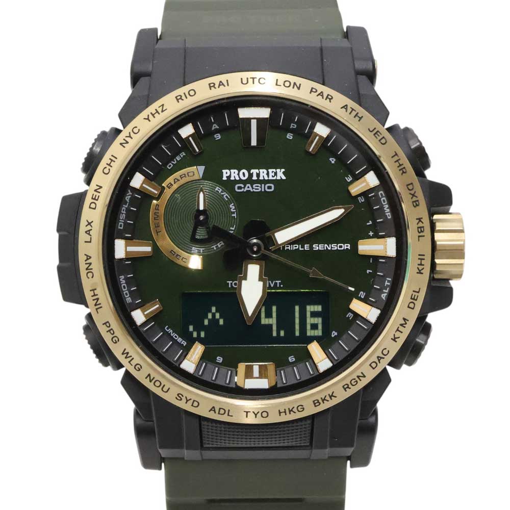 カシオ Casio PRW-61ABS-3JR プロトレック ソーラー電磁波 メンズ ウォッチ カーキ文字記号盤【中古】