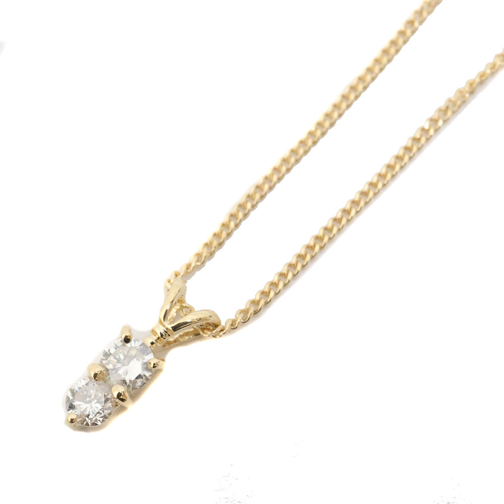 K18 18金 ダイヤモンド付ネックレス イエローゴールド ジュエリー アクセサリー レディース【中古】|質屋かんてい局 店