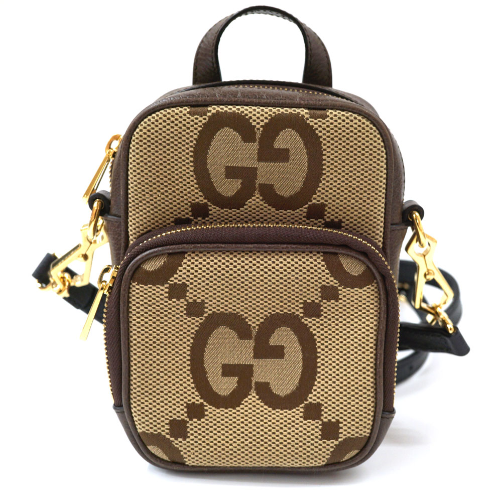 GUCCI グッチ　ジャンボ　GG スモール　ショルダー　バッグ グッチ GUCCI ショルダーバッグ ジャンボGG キャンバス ブラウン
