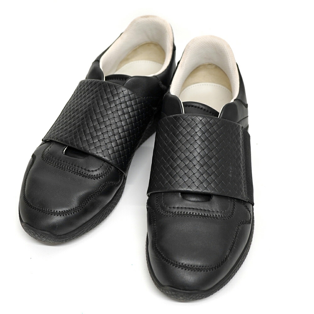 ボッテガヴェネタ Bottega veneta 548361 スニーカー 大きさ38 約24.5糎 黒いこと なめし革 靴【中古】