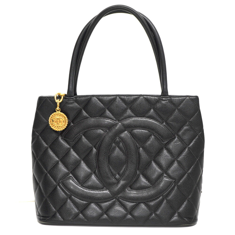 シャネル Chanel A01804 復刻トート ブラック キャビアスキン トートバッグ 【中古】