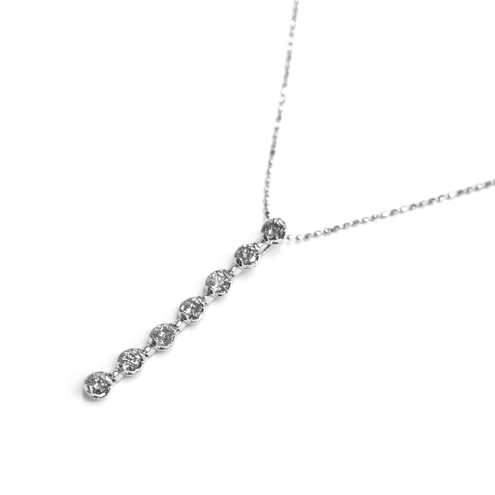 K18WG K18 18金 ホワイトゴールド ネックレス ダイヤモンド0.50ct【中古】