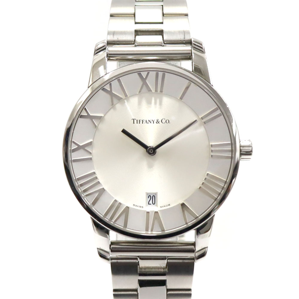 ティファニー アトラス レディース時計 白 QZ SS 革 未使用