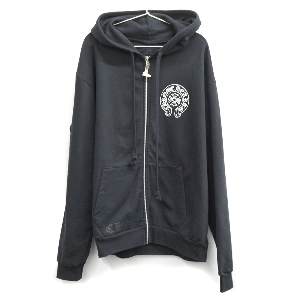 クロムハーツ Chromehearts ジップアップパーカー 馬沓 ラスベガス 黒いこと 綿【中古】 スウェット・トレーナー-トップス