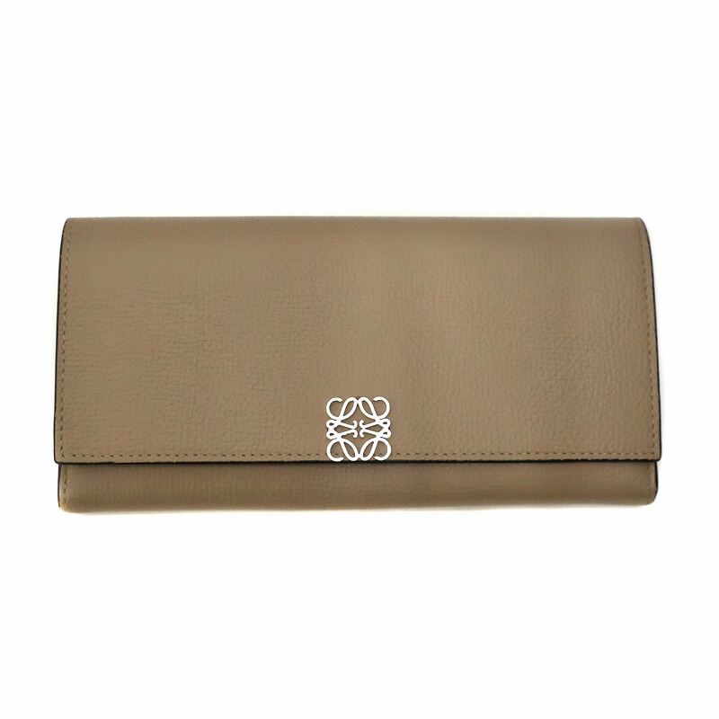 ロエベ Loewe アナ瓦 長紙入れ ベージュ レディース【中古】