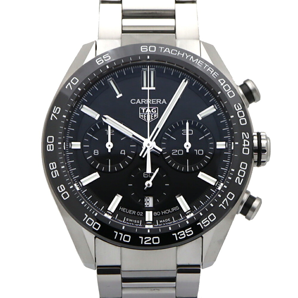 タグホイヤー Tag heuer CBN2A1B.BA0643 カレラ ホイヤー02 クロノグラフ メンズ 自動巻き ブラック 【中古】