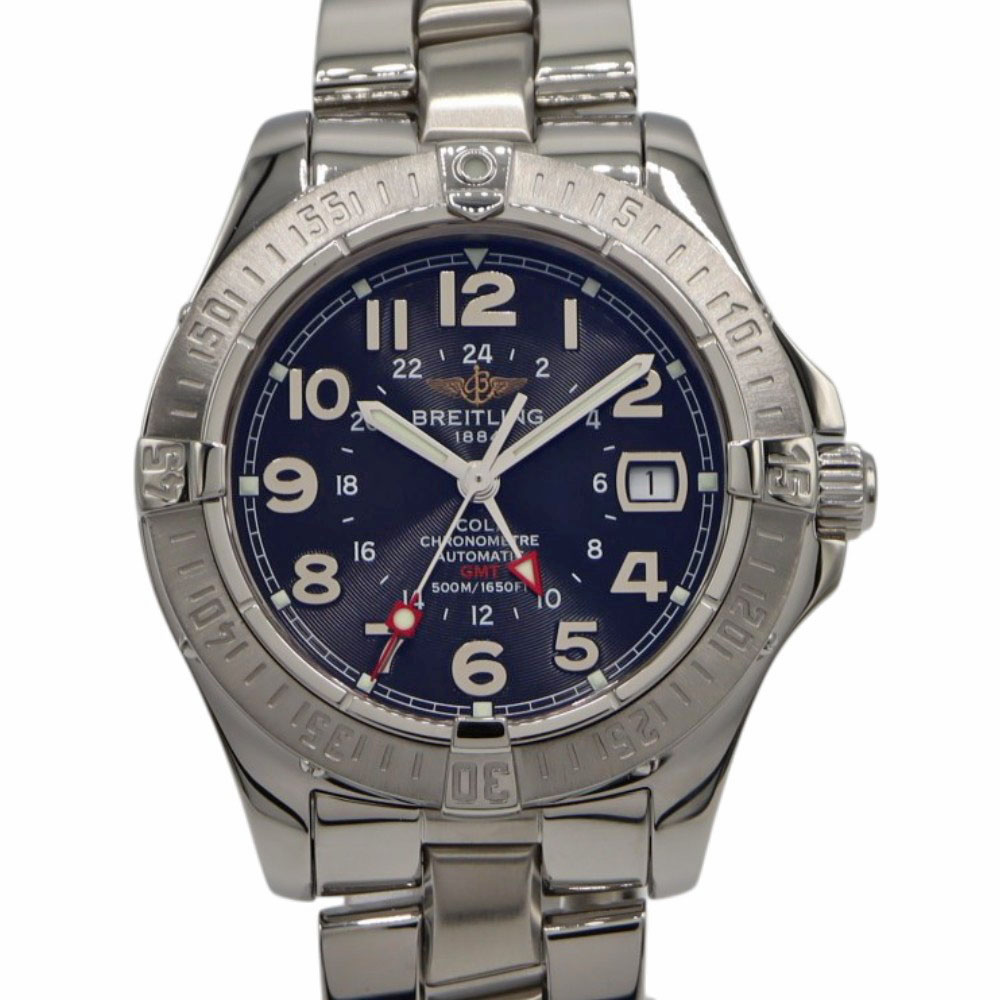 ブライト輪っか Breitling A32350 コルト GMT 自動小銃 メンズ 自動小銃一巻き ウオッチ 黒いこと 【中古】