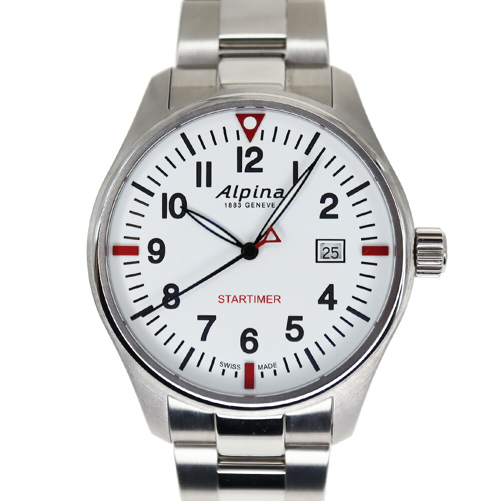 アルピナ Alpina AL-240S4S6B スタータイマー ステンレス クォーツ メンズ ホワイト【中古品】